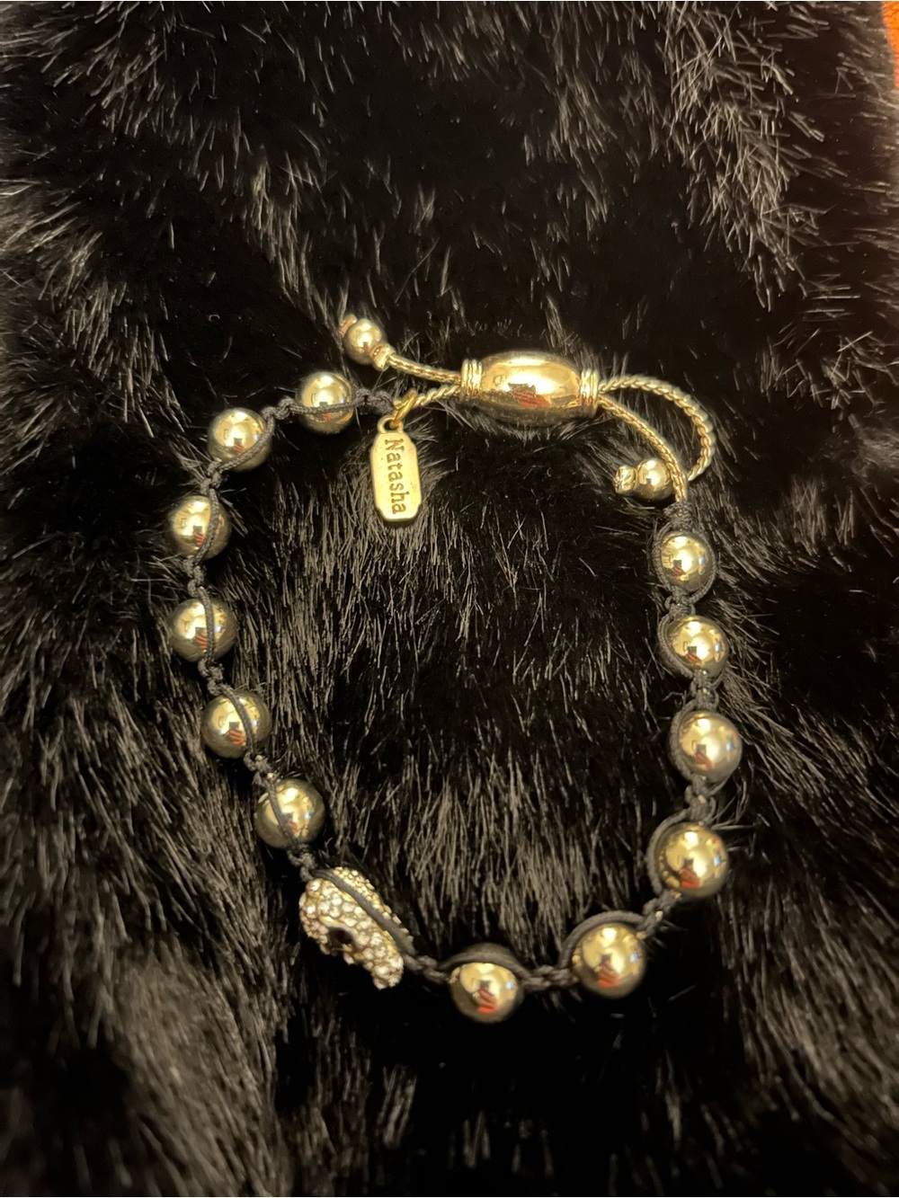 Natasha Couture Gold Beaded Bracelet with Pavé Accent shambala like